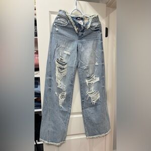 SER.O.YA OLLIE Low Rise Wide Leg Distressed Blue Jeans - Size 24 - NWT